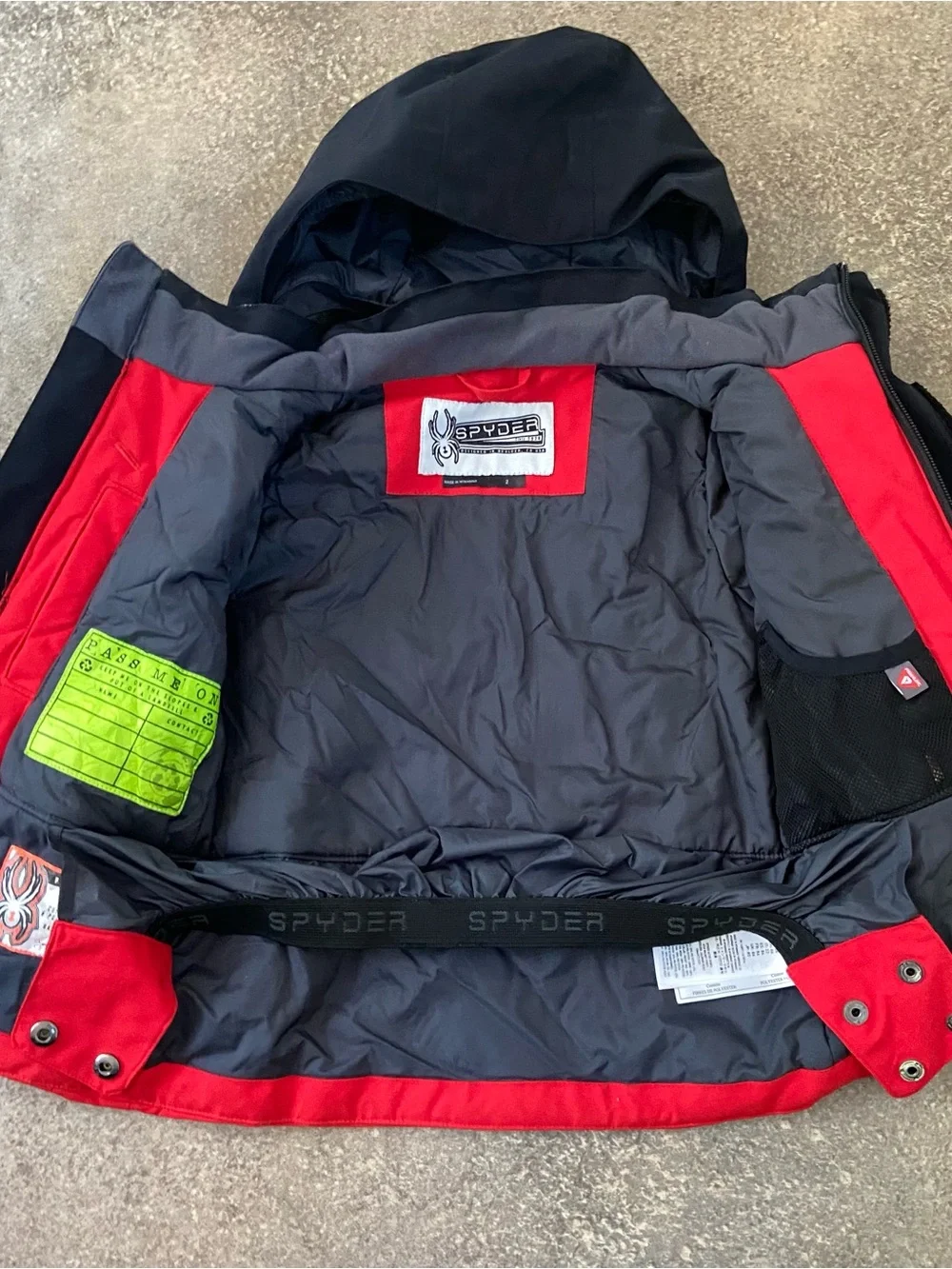 Spyder Challenger Black & Red Hooded Winter Ski Jacket
